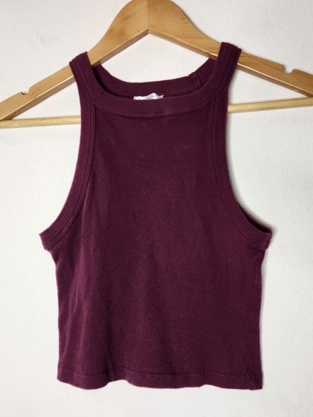 ADC Womens XS Magenta Ribbed Cropped Tank Top Cotton